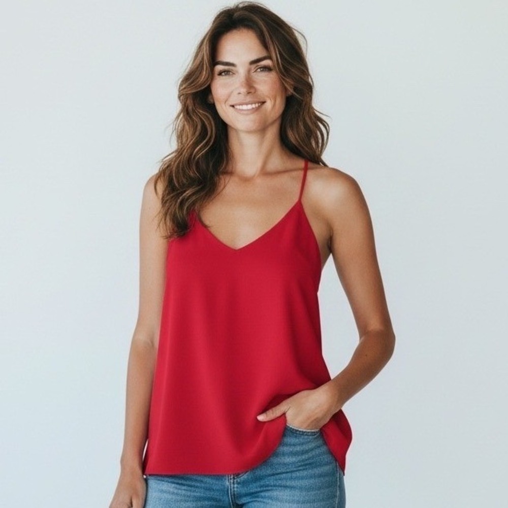 Adrienne Red Crisscross Strappy Tank Top Women's Large NWT